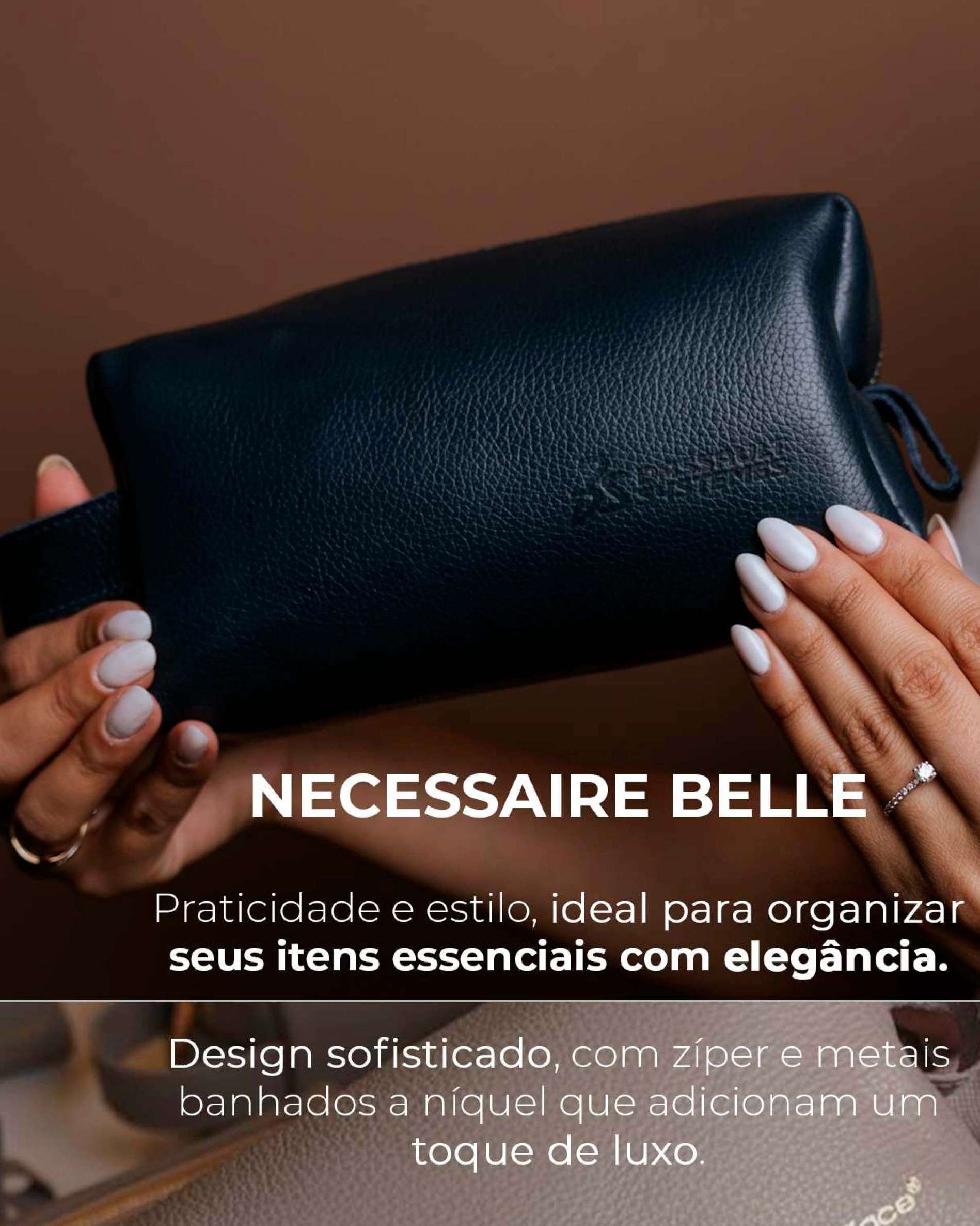 Necessaire Belle em couro legítimo